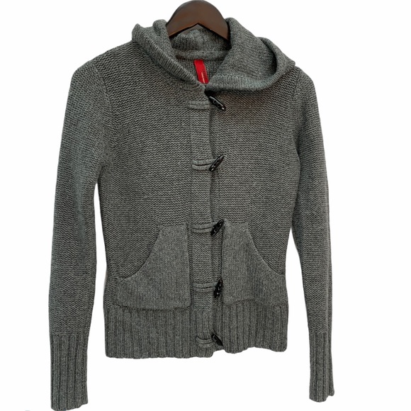 VERO MODA Grey Hooded Cardigan Toggle Closure🌸 - Picture 3 of 9